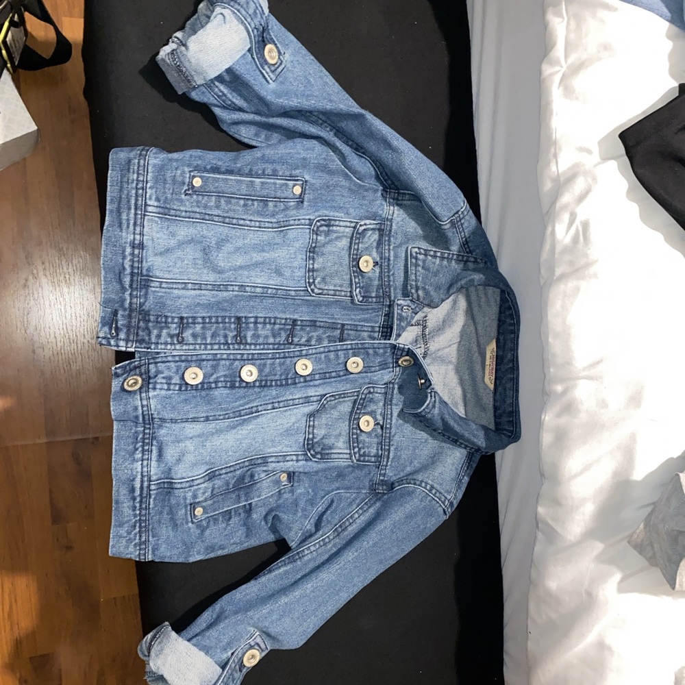 Cropped jean jacket Berber worn